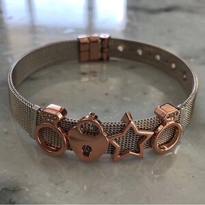 Rose Gold and Silver Charm Bracelet